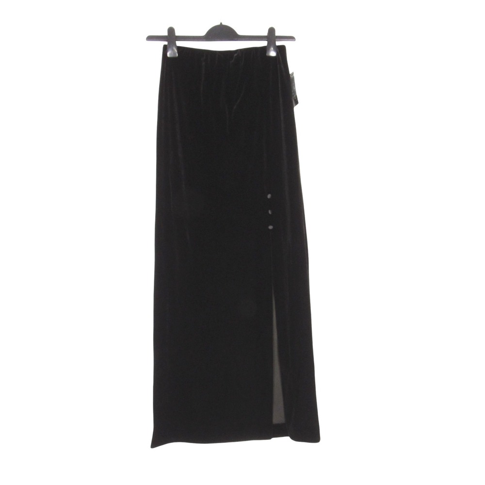 NWT ALEX EVENINGS Long VELVET Button Detail HIGH SLIT Cocktail STRAIGHT SKIRT S